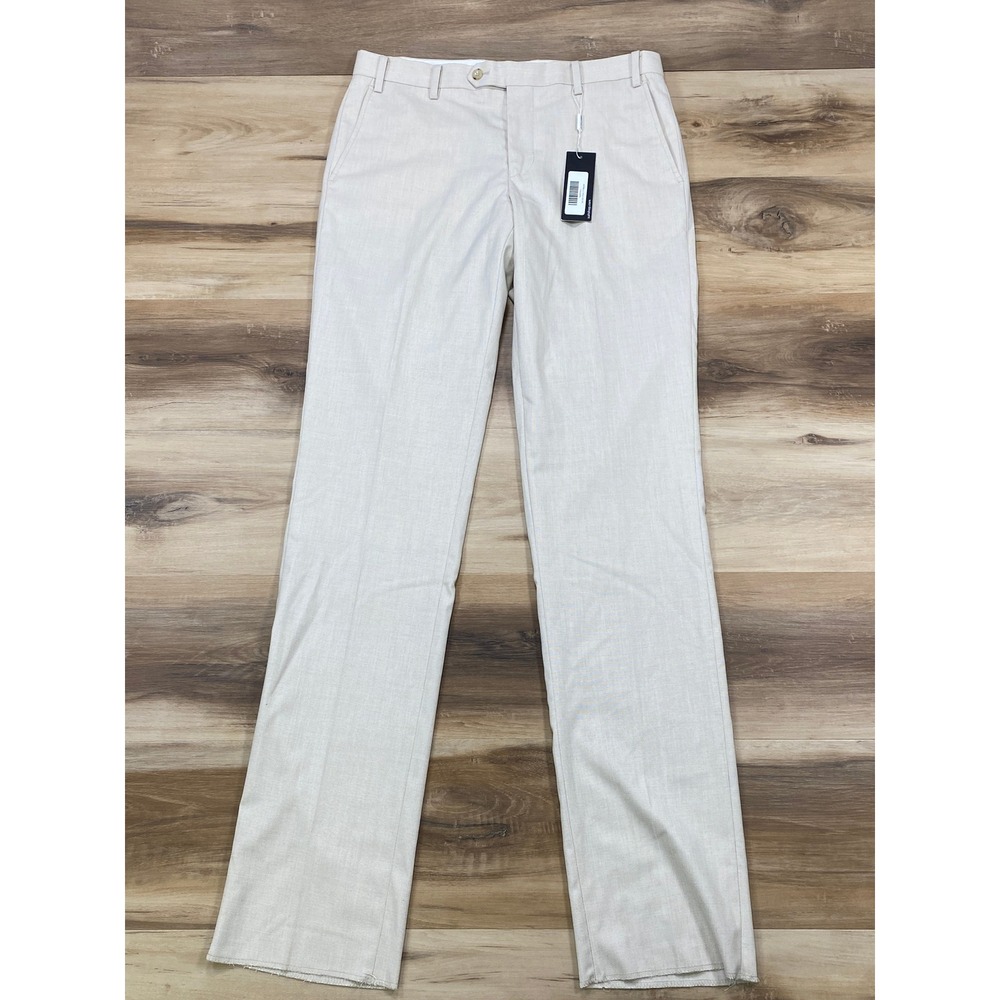 SuitShop Slim Fit Dress Pants 31 Tan Formal Wedding Trousers Stretch Regular NEW